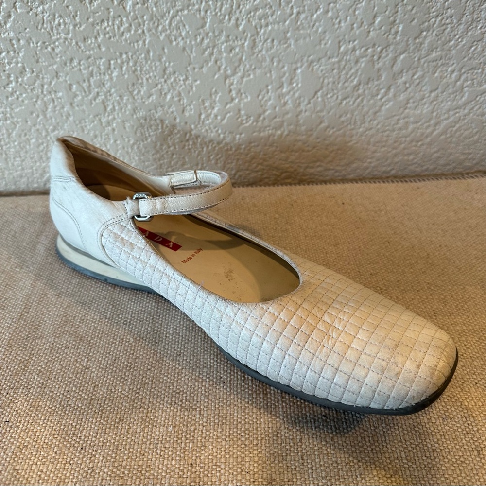 Prada Sport White Leather Mary Jane Left Shoe - Picture 14 of 14